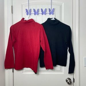EUC BUNDLE Basic Editions No Brand women’s red black‎ turtleneck knit tops M